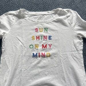 Talbots White Tee with Colorful embroidered Lettering